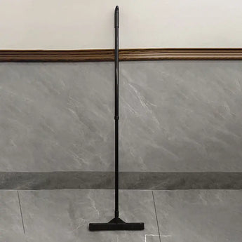 Retractable rubber broom with double-section design ensures thorough pet hair removal from various floor types -  Black