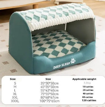 Warm bear-shaped dog bed with three-dimensional plush fabric for comfortable sleeping in bedroom