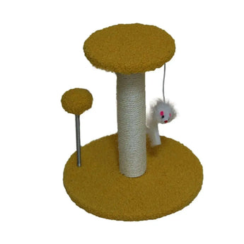 Climbing frame cat pole made of sisal and plush for stimulating indoor feline activity. -  Teddy-Plush-Yellow