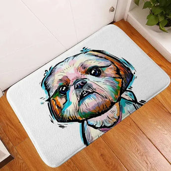 Flannel dog print anti-slip mat for added warmth and traction on slippery pet areas. -  15-Dog-45x75cm