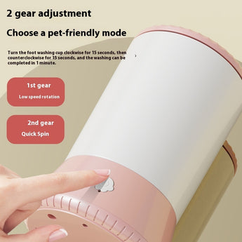 Pet washing cup with gear adjustment options on a beige background