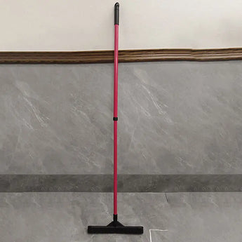 Achieve spotless floors by removing pet hair with a double-section retractable rubber broom. -  Red