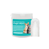 Pet teeth cleaning finger wipes with a container on a white background