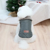 Embroidered nylon jacket for small dogs, perfect for Pomeranians, offering warmth, comfort, and a stylish look in three colours