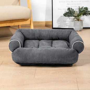 grey Durable pet bed combining luxury and practicality, ideal for restful sleep and joint health.