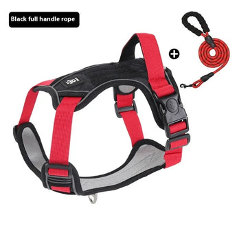 Black-XL-With-rope Durable and secure dog harness for large and medium dogs, designed for safe daily walks.