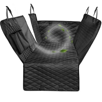 Adjustable car dog back seat cushion cover protecting upholstery, anti-seepage design, fits all vehicle sizes.