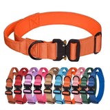 Heavy-Duty Nylon Tactical Dog Collar with Adjustable Quick-Release Buckle for Large Dogs