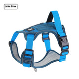 Lake-blue-XL-No-cord Heavy-duty dog harness for large and medium breeds, preventing pulling and improving leash control.