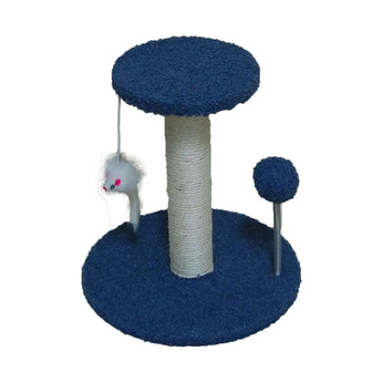 Durable vertical sisal post and plush cat climber for home use and cat entertainment. -  Teddy-Plush-Blue