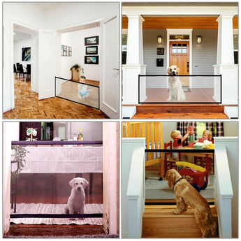 Magic safety gate mesh for dogs, portable pet guard for doors and staircases