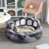 Eco-friendly thickened warm bear paw kennel pet bed provides cozy rest with support for pets. -  Grey-S-50cm