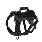 Black-XL - Versatile K9 harness for walking medium and large dogs with chest structure and ergonomic design.