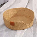Handmade rattan cat bed – lightweight, natural, and stylish cozy retreat for indoor pets Weaving-bed-S