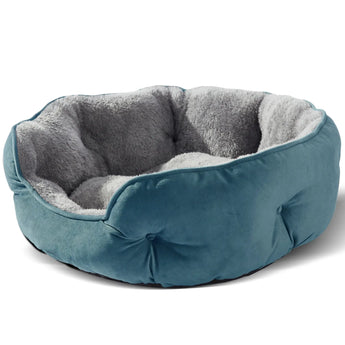 Luxury doghouse-style round pet bed perfect for cats and small dogs seeking warmth and safety