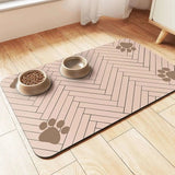 Splash-proof cat and dog bowl mat with absorbent diatom ooze, available in multiple sizes. -  60X90cm-Light-Brown