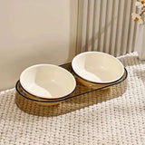 Lightweight transparent cat bowls – perfect for feeding two cats with dry and wet food. -  White