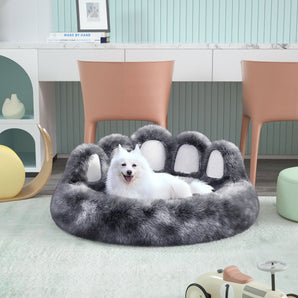 Thickened warm bear paw kennel pet bed offers cozy, durable comfort for deep, restorative sleep.