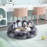 Luxurious bear paw styled pet bed with thickened warm fabric delivers comfort and deep sleep. -  Grey-XL-80cm