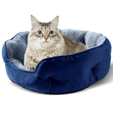 Fluffy round pet bed for dogs and cats promoting restful sleep and reduced anxiety during storms
