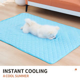 Durable dog cooling mat for summer, non-toxic heat relief pad for large and small pets.