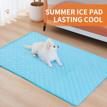 Cooling mat for dogs in summer, heat relief pad for pets, non-toxic and durable.