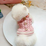 Small Dog Sweater Pet Clothes Teddy Clothes pink wearing dog