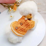 Small Dog Sweater Pet Clothes Teddy Clothes dog wearing yellow