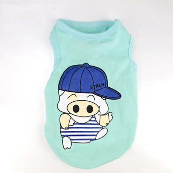 Small Dog Sweater Pet Clothes Teddy Clothes blue t-shirt