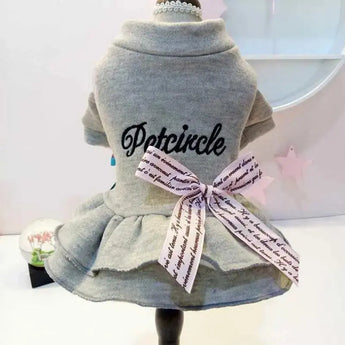 Small Dog Sweater Pet Clothes Teddy Clothes grey dress