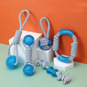 Cotton Rope Dog Toy TPR Pet Molar And Bite Resistant