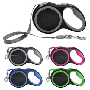 Five durable telescopic dog leads suitable for different pet sizes and walking styles