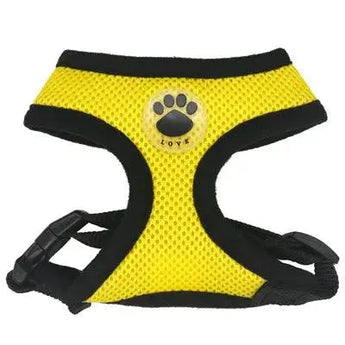 Breathable mesh dog harness designed for pets, ensuring enjoyable, secure, and comfortable walking experiences. in yellow