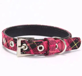 Leather Twill Dog Collar for Your Pup's Style pink