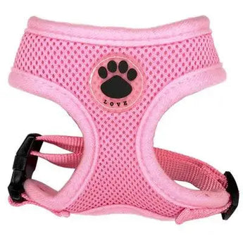 Lightweight and breathable mesh dog harness providing unmatched comfort and stress-free walking control. in pink