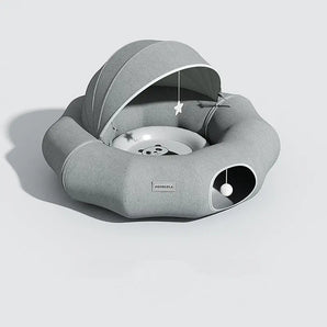 Stylish and foldable cat bed tunnel for crawling and lounging.