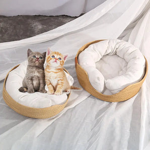 Simple Wind rattan cat bed – durable, eco-friendly, and lightweight resting space for small pets