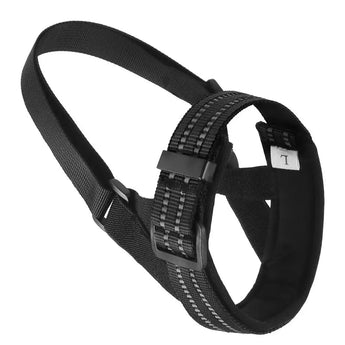 Black-S - Large reflective anti-biting dog muzzle for safety, secure adjustable fit, and maximum comfort.