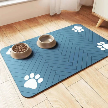 Blue pet feeding mat for cats and dogs, splash-proof and available in various sizes. -  60X90cm-Blue