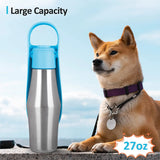 Leakproof water bottle for dogs, portable travel hydration solution for outdoor adventures and walks.