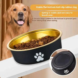 Sturdy non-slip stainless steel bowl for cats and dogs ideal for dry or wet food. -  Gold-Small-Size-14cm