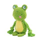 Frog Durable plush squeaky toys featuring adorable animal characters for dogs.