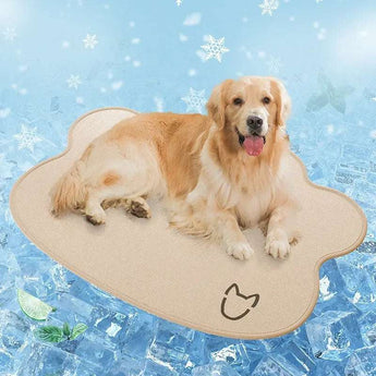 Cooling Pet Ice Mat Mattress – Scratch-Resistant, Non-Slip Ice Silk Pad for Dogs -  Profiled-Light-Brown-85x120cm-XL