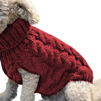 Pet Sweater Dog Clothes Pet Supplier Winter Warm Clothing rose red