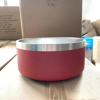 Stainless Steel Dog Bowl red